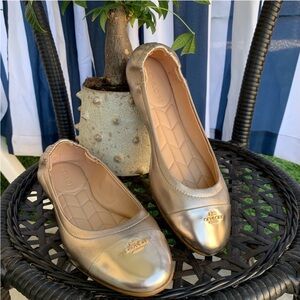 Coach Metallic Gold Flats